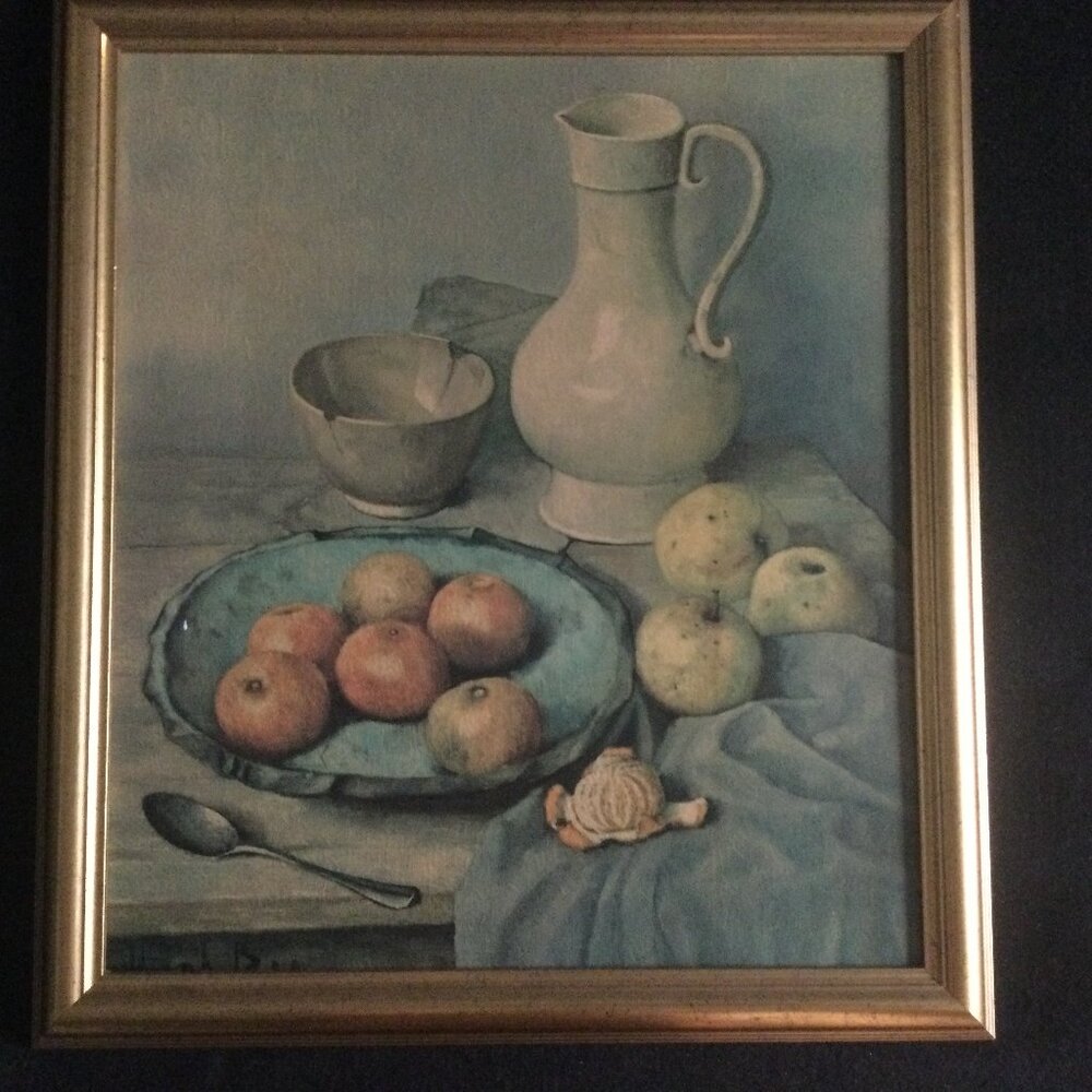 Vintage framed Henk Bos still life fruits print professionally framed